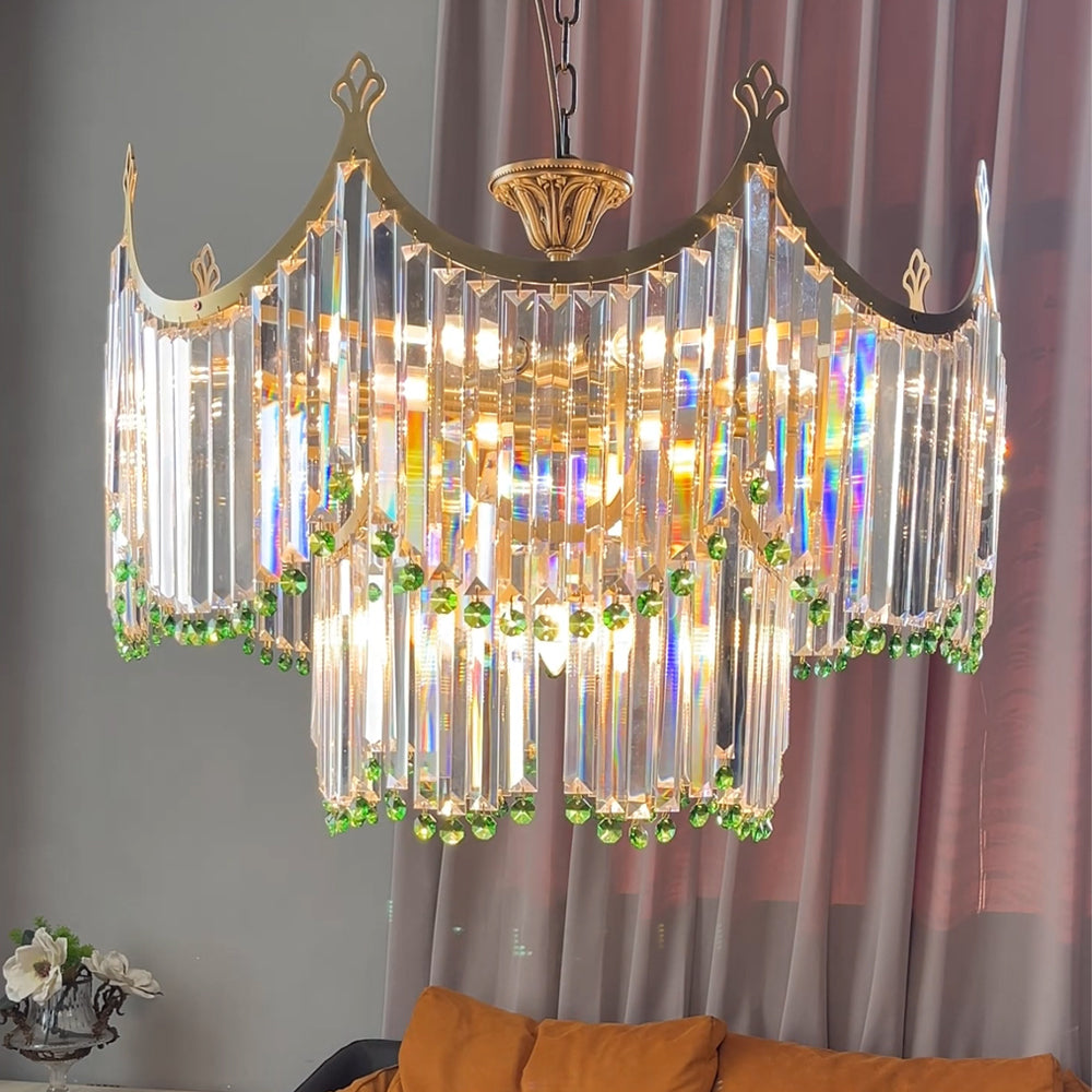 Elysium Emerald Crown Colorful Prism Chandelier