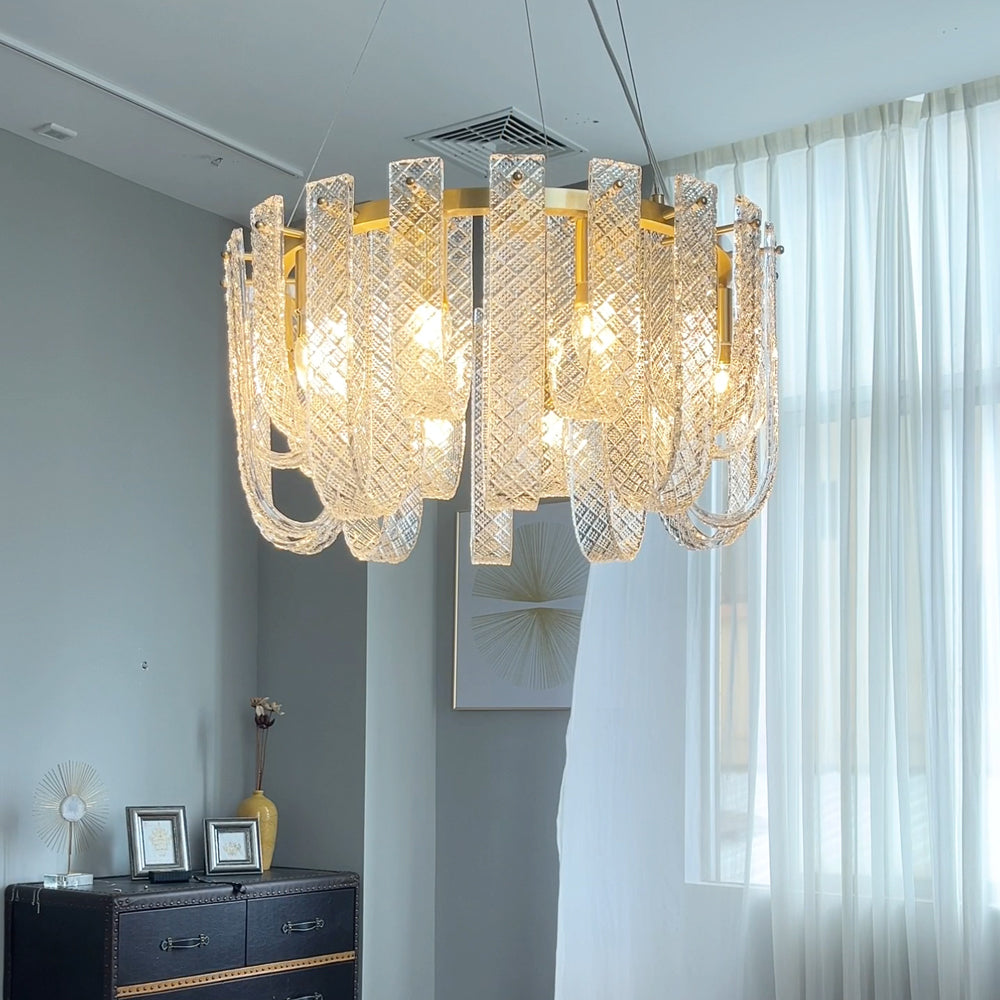 Luxeon Multi-Layer Glass Ribbon-Shaped Chandelier