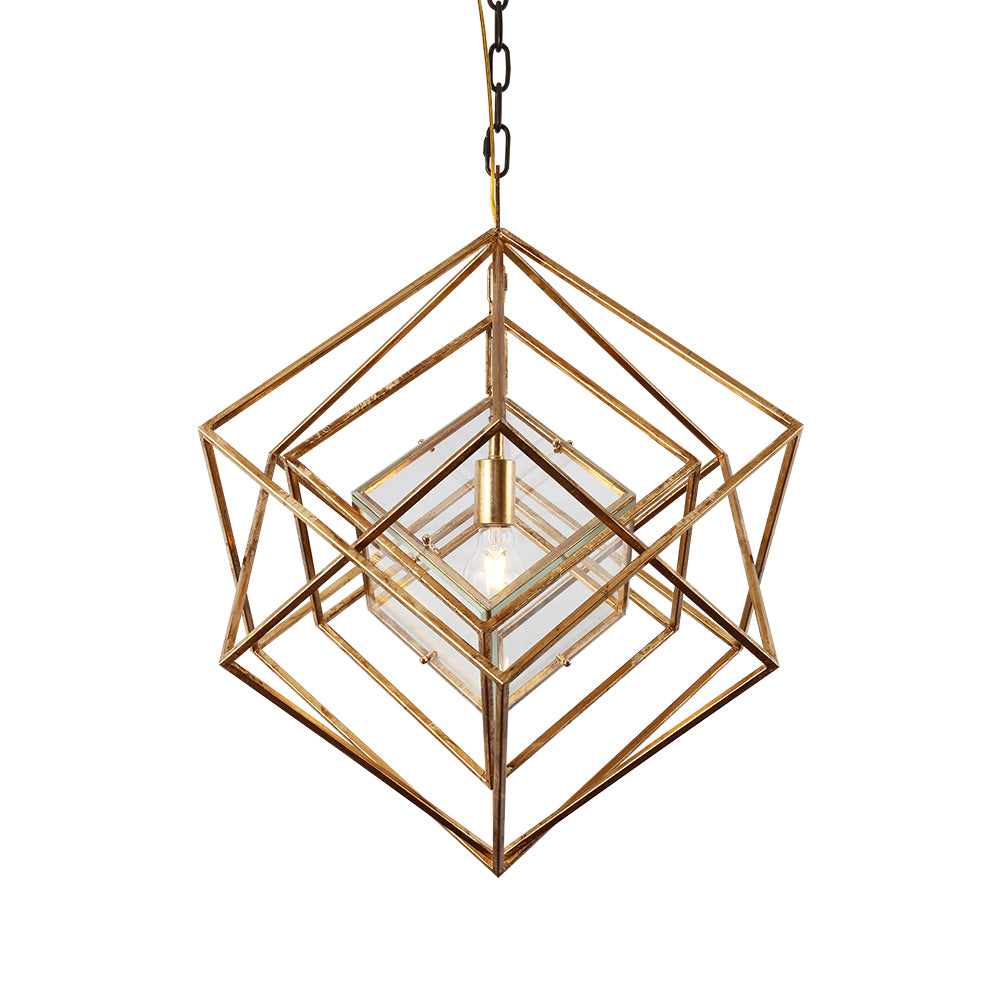 Geometric Lines Brass Minimalist Pendant Lamp