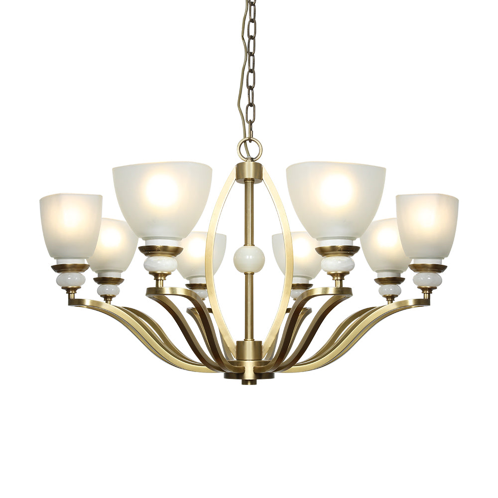 Lyra Classic Brass and Opal Glass Chandelier