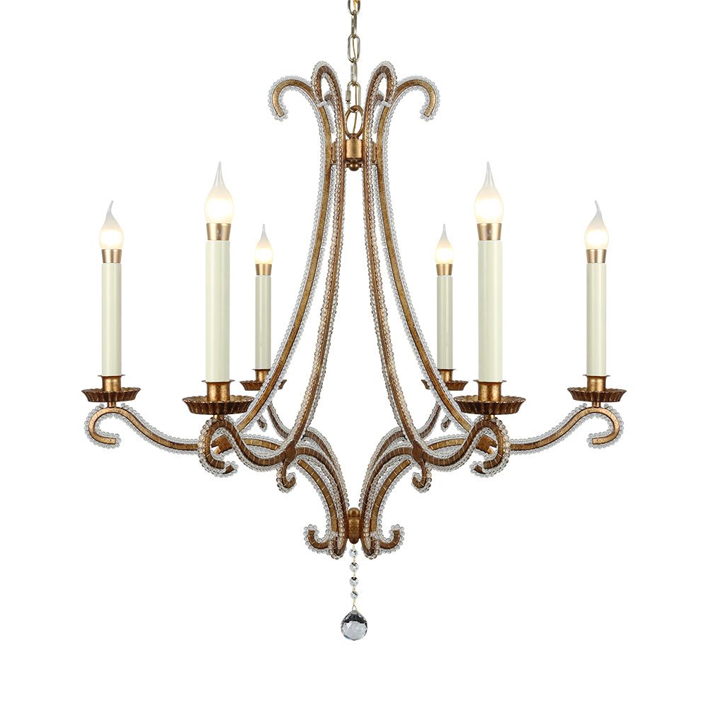 Maris Gold-Leaf and Glass Bead Chandelier