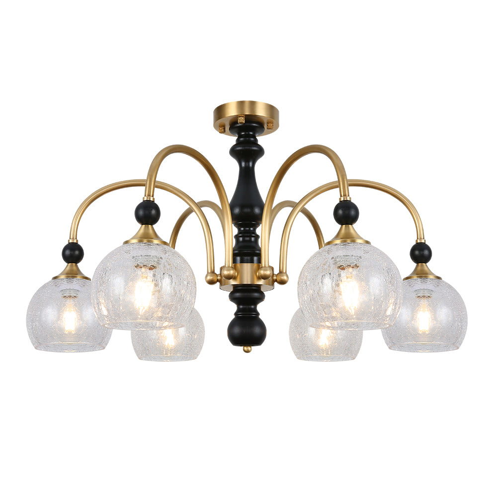 Cadence Linear Wood and Brass Chandelier