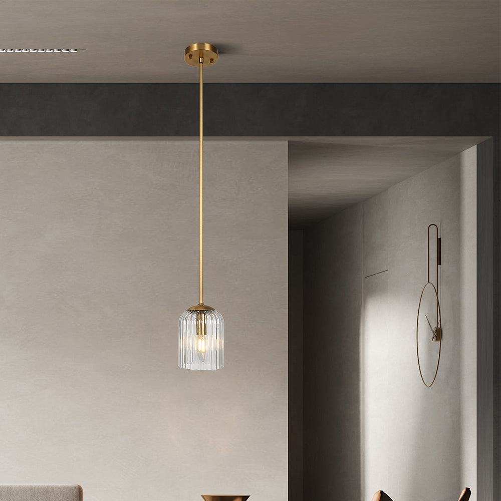 Simple And Retro Atmosphere Brass And Glass Pendant Lamp