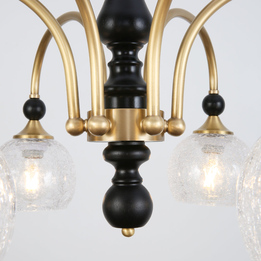 Cadence Linear Wood and Brass Chandelier