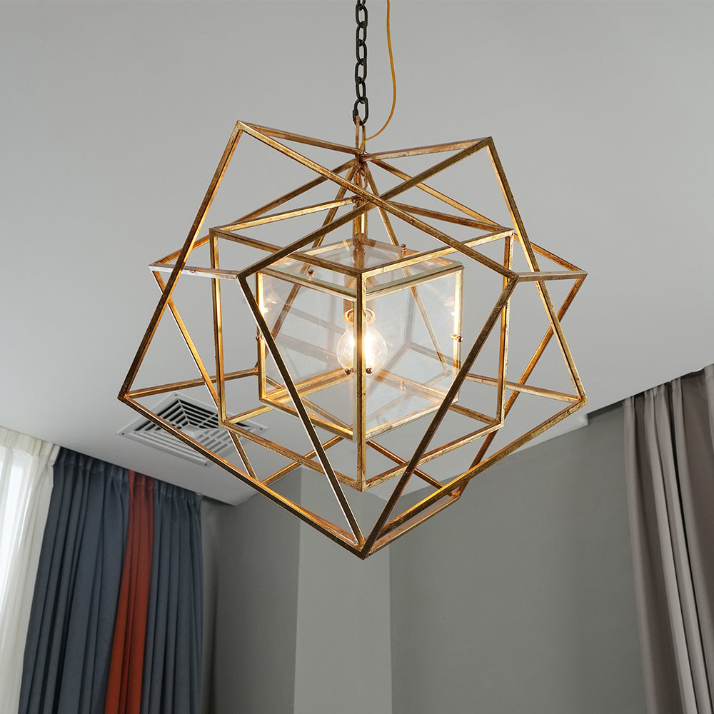 Geometric Lines Brass Minimalist Pendant Lamp