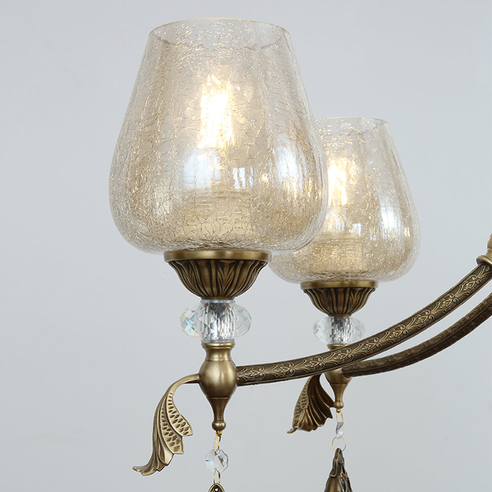 Greta Gold Vintage Wine Glass And Crystal Chandelier