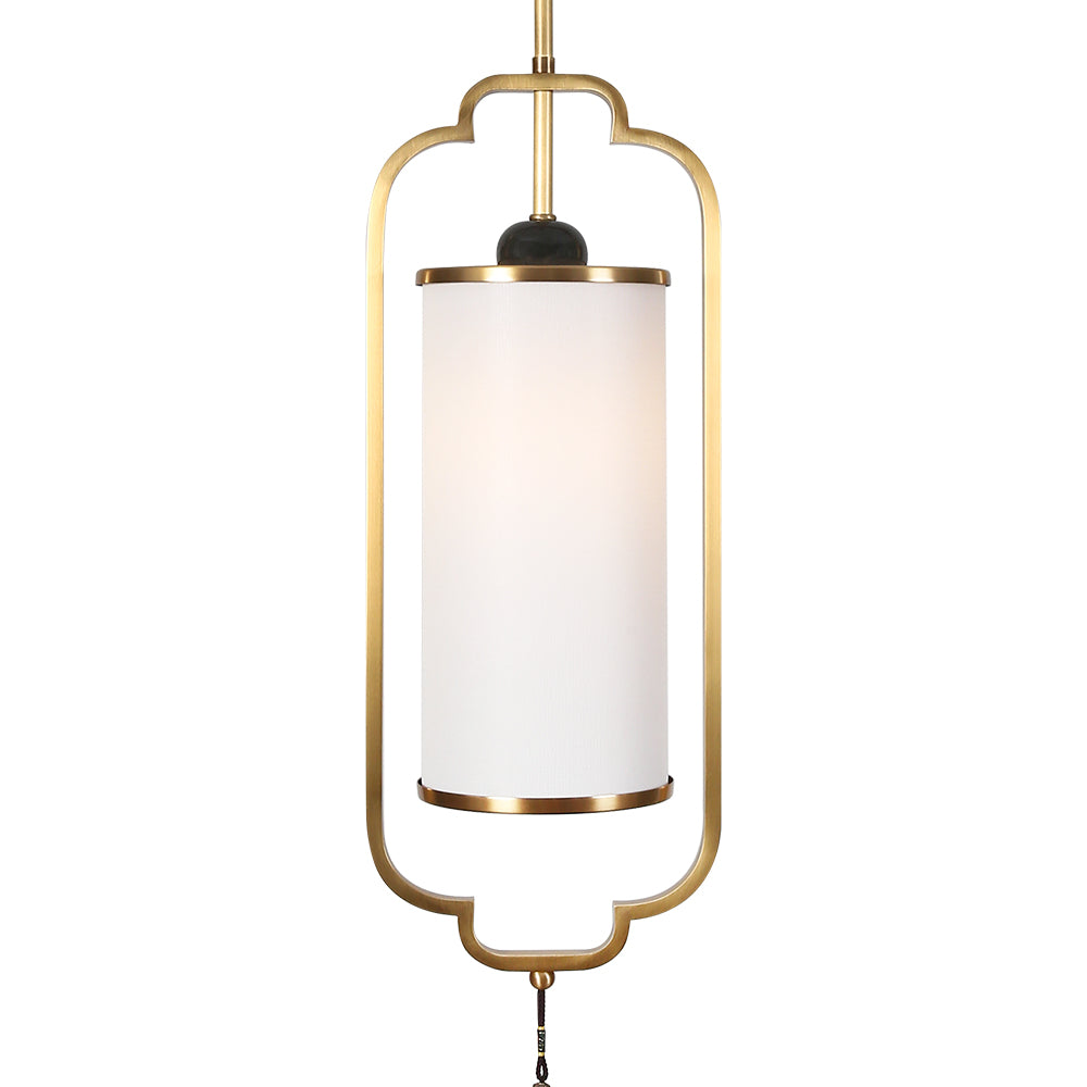 Shenqi Brass and Fabric Pendant Light