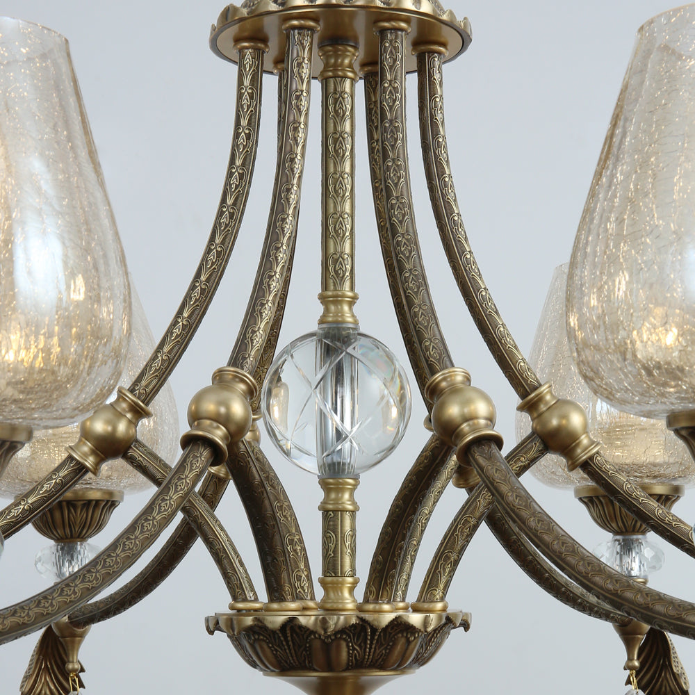 Greta Gold Vintage Wine Glass And Crystal Chandelier