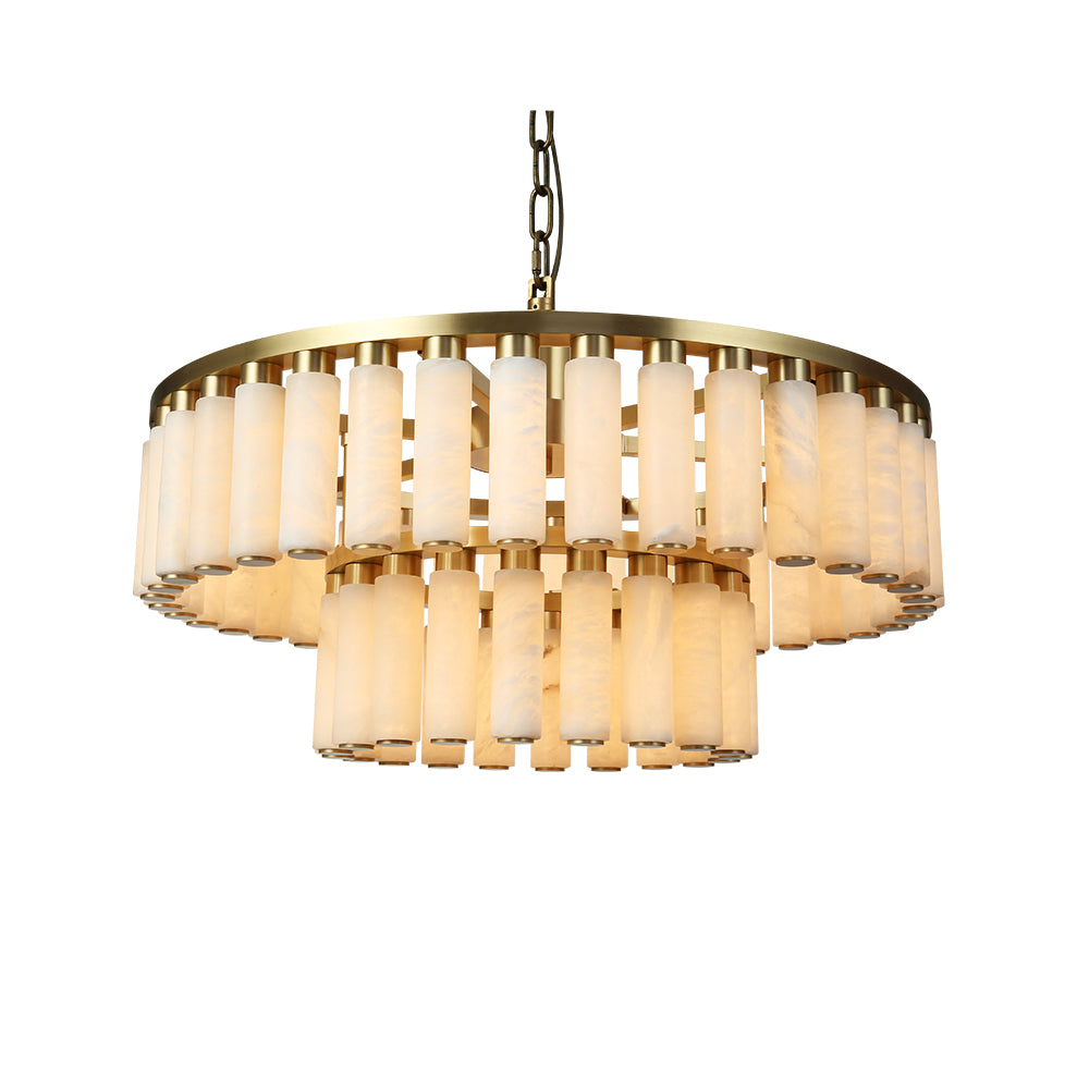 Opalina Multi-Layered Cylindrical Stone Texture Chandelier