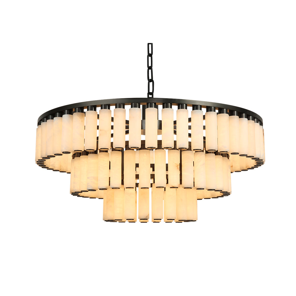 Opalina Multi-Layered Cylindrical Stone Texture Chandelier