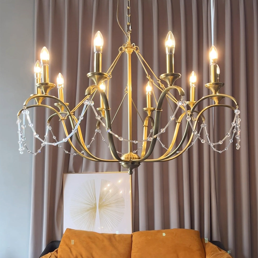 Kaida Crystal Chandelier with Brass Frame