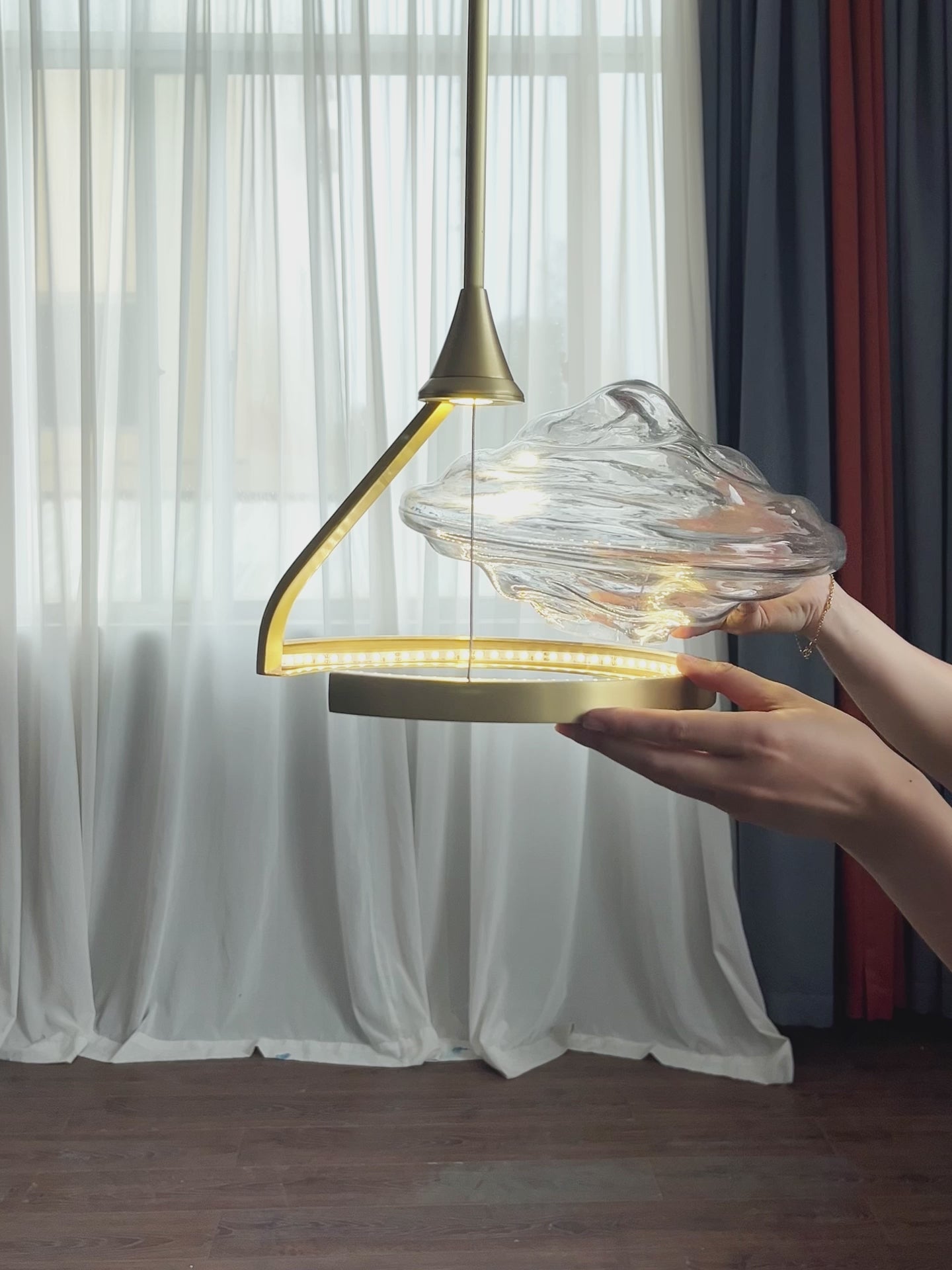 Kai Small Brass And Glass Shaped Chandelier